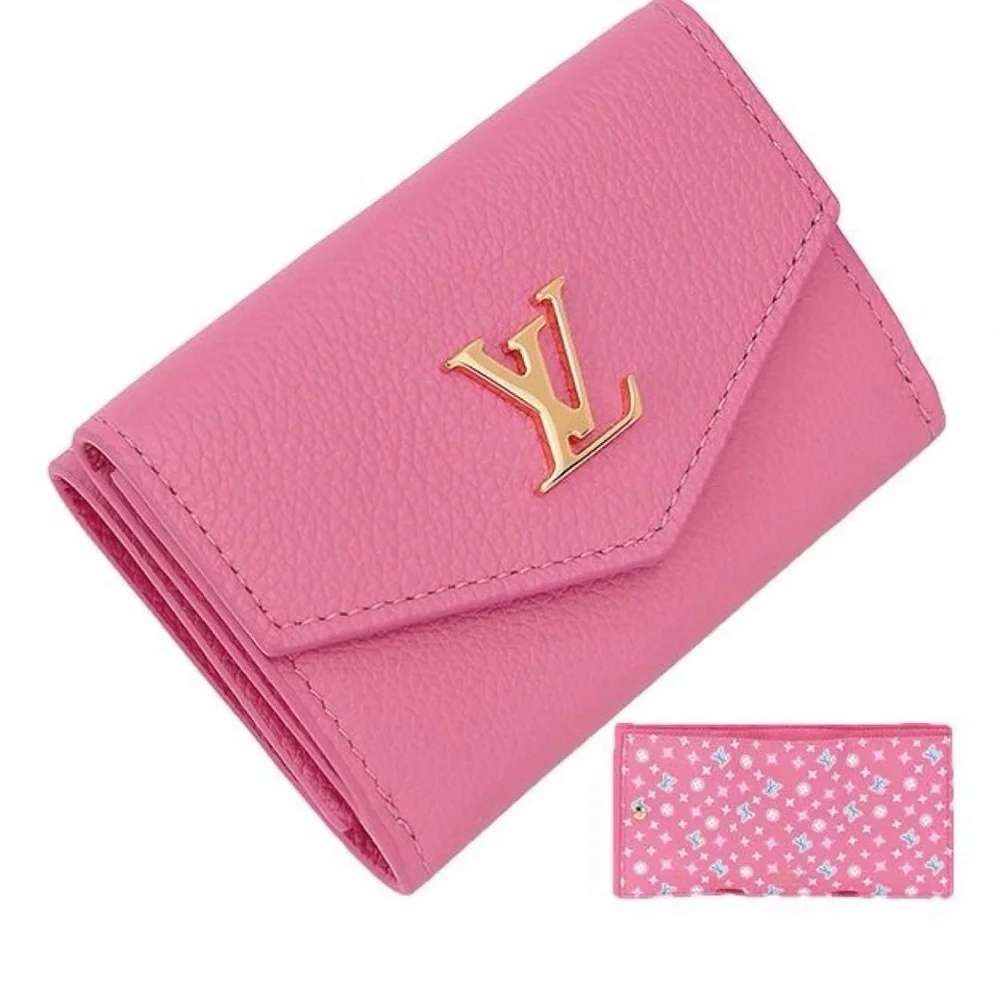 Louis Vuitton Portefeuille Lock Mini Wallet Pink Calf Leather LV - Picture 1 of 12